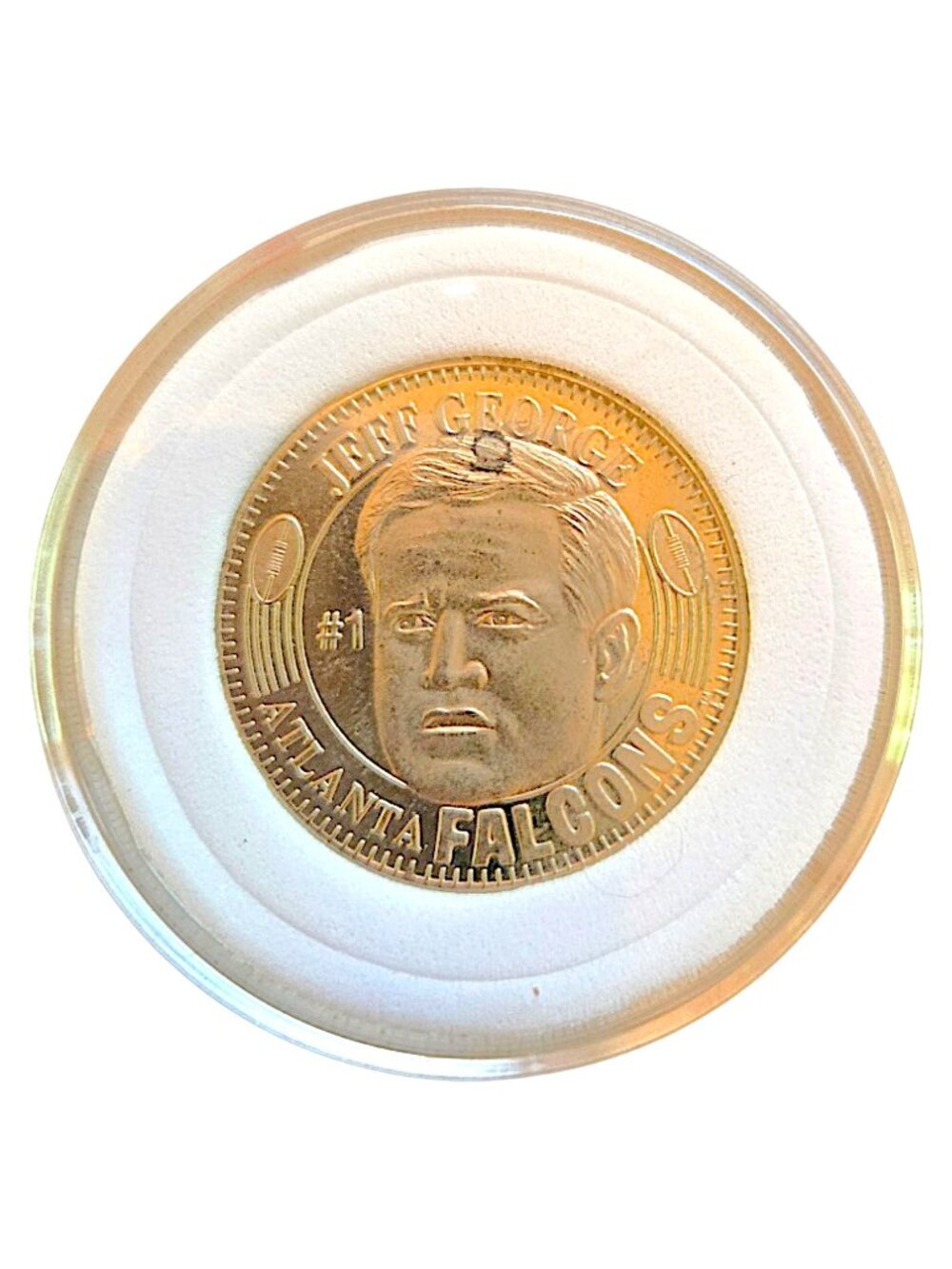 Jeff George Atlanta Falcons Vintage NFL Pinnacle QB Club Silver Toned Coin